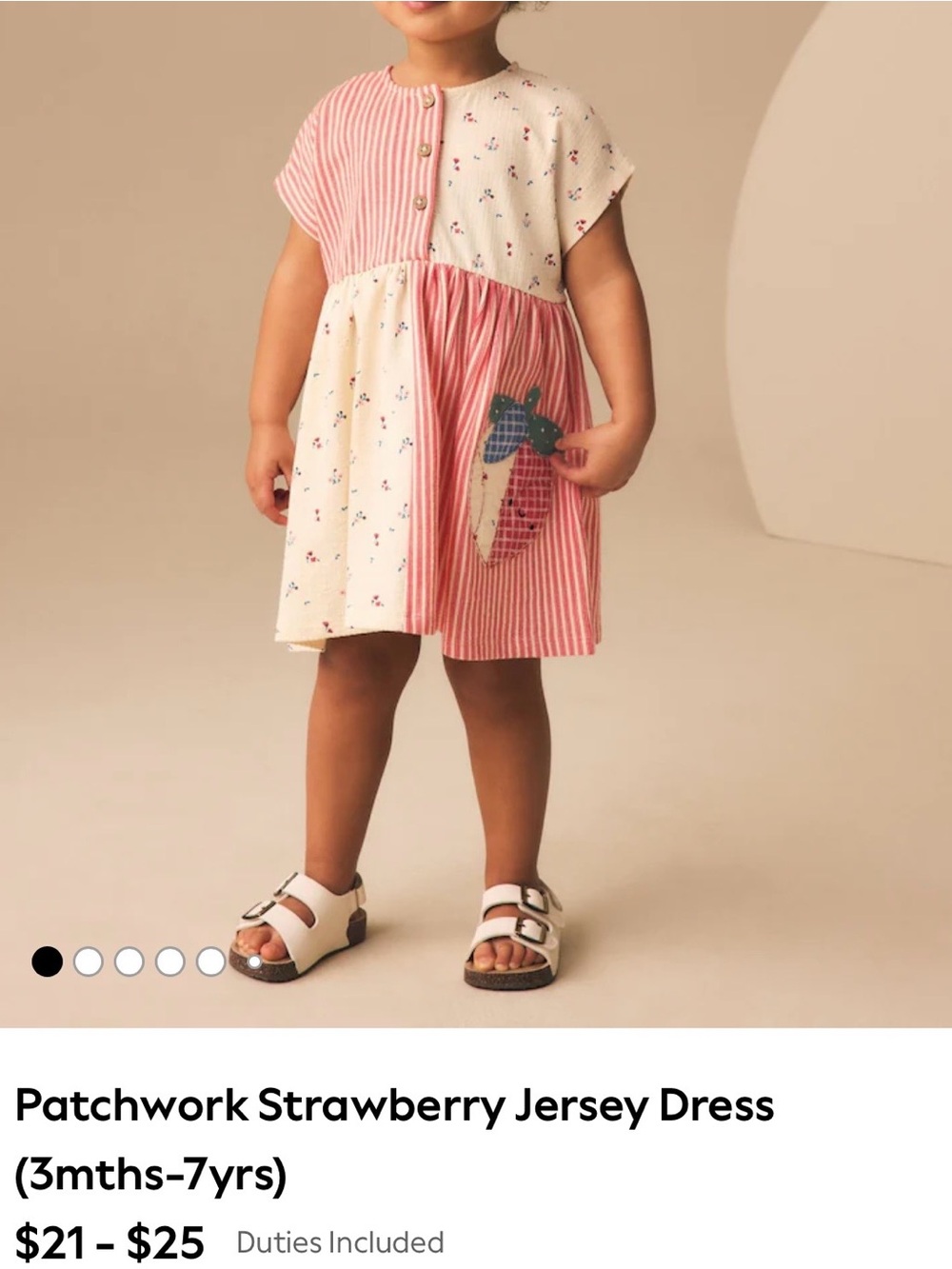 next Pink & Cream Patchwork Strawberry Dress